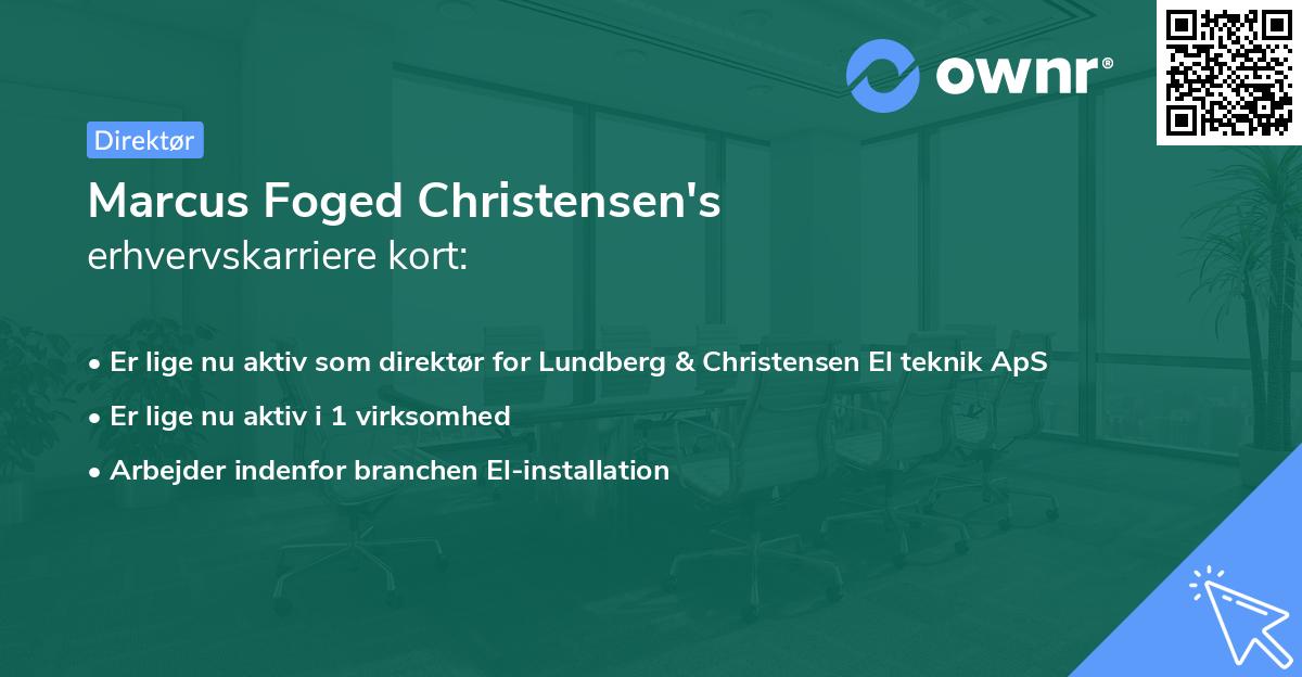 Marcus Foged Christensen's erhvervskarriere kort