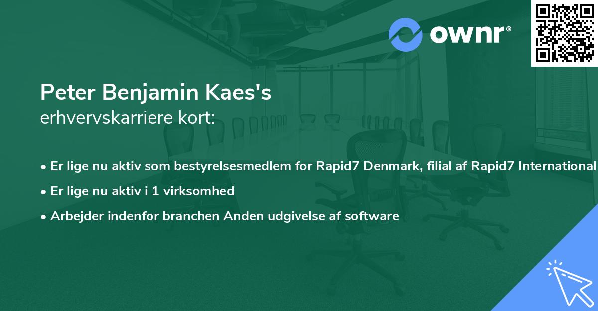 Peter Benjamin Kaes's erhvervskarriere kort