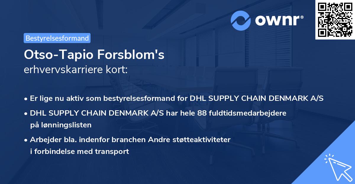 Otso-Tapio Forsblom's erhvervskarriere kort