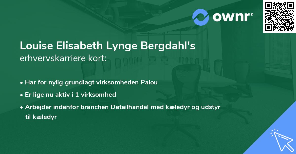 Louise Elisabeth Lynge Bergdahl's erhvervskarriere kort