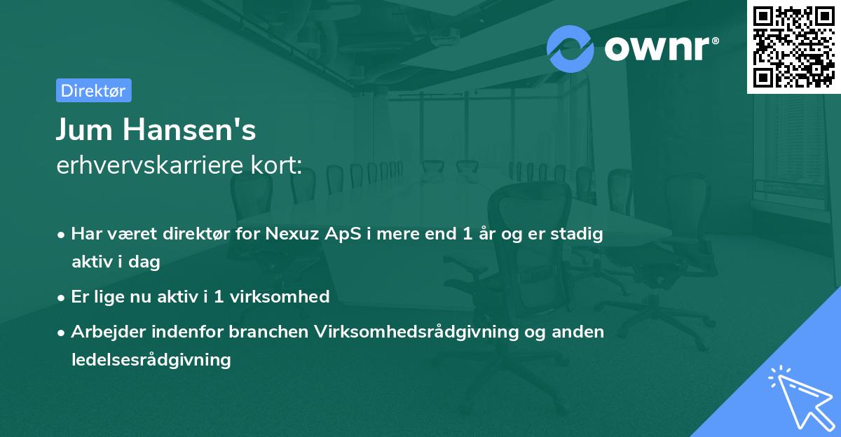 Jum Hansen's erhvervskarriere kort