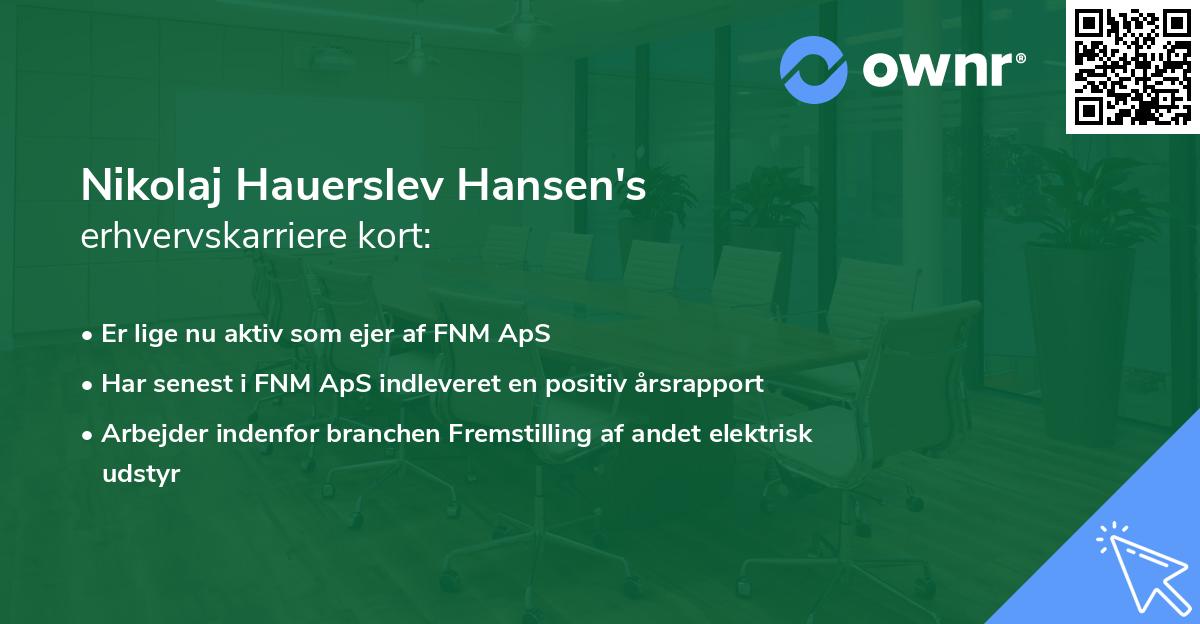 Nikolaj Hauerslev Hansen's erhvervskarriere kort
