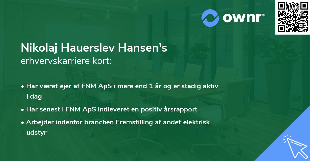 Nikolaj Hauerslev Hansen's erhvervskarriere kort