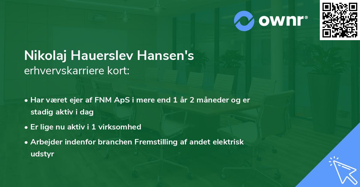 Nikolaj Hauerslev Hansen's erhvervskarriere kort