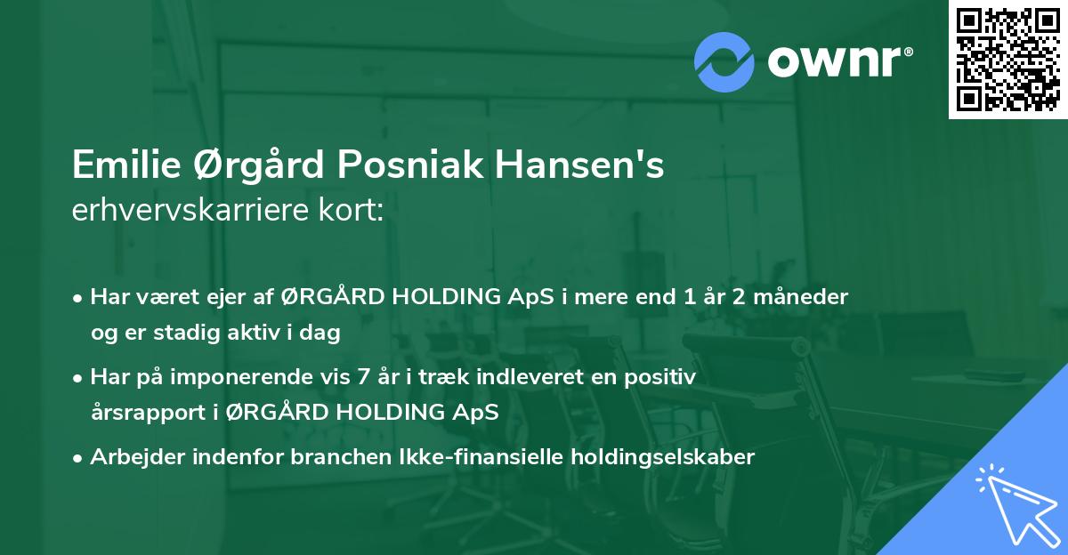 Emilie Ørgård Posniak Hansen's erhvervskarriere kort
