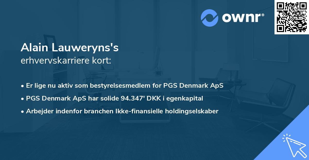 Alain Lauweryns's erhvervskarriere kort