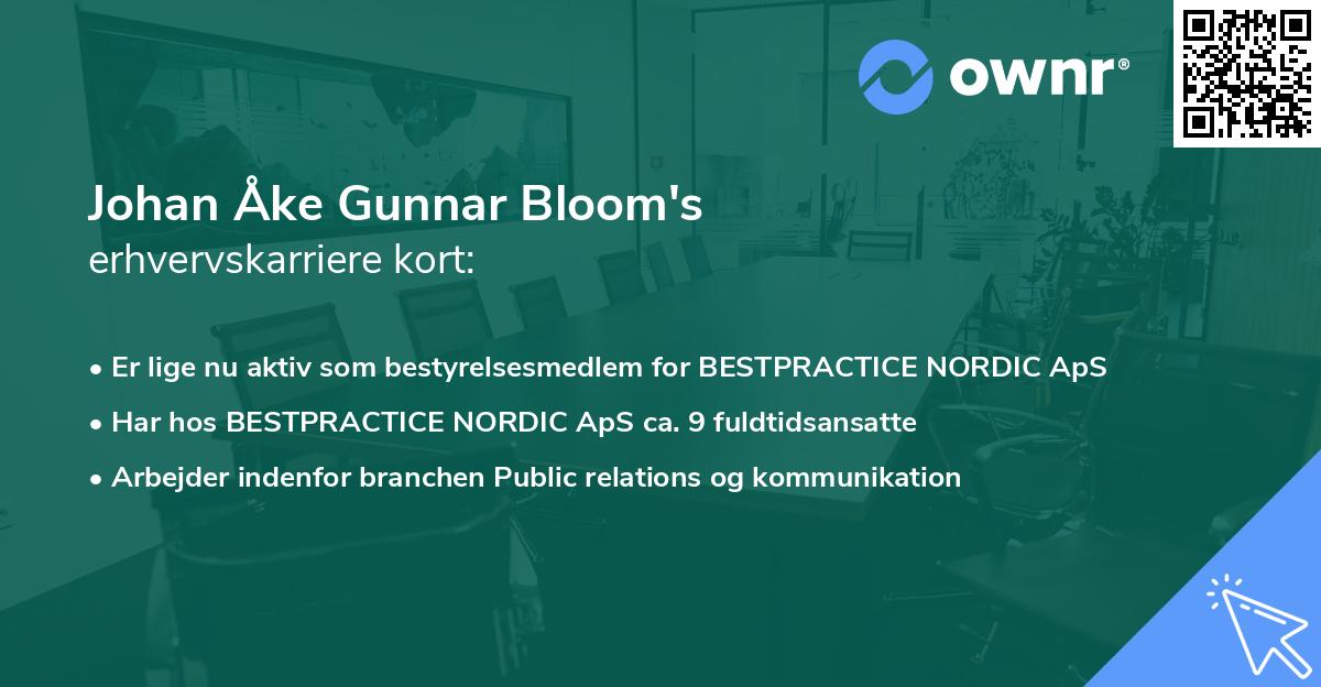 Johan Åke Gunnar Bloom's erhvervskarriere kort