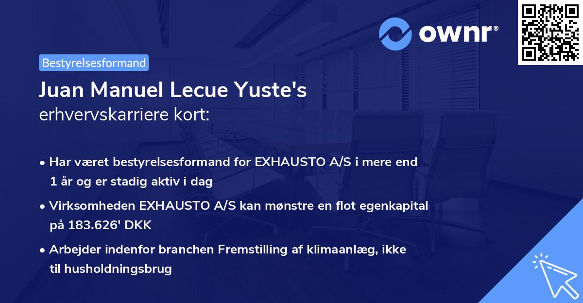 Juan Manuel Lecue Yuste's erhvervskarriere kort