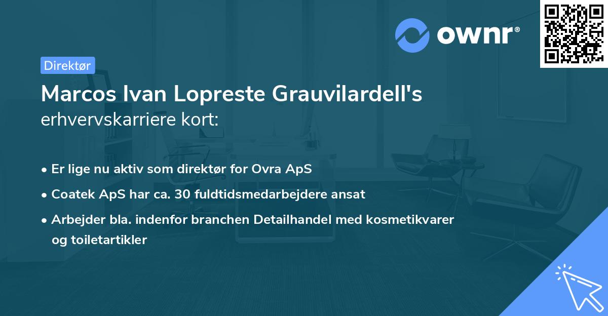 Marcos Ivan Lopreste Grauvilardell's erhvervskarriere kort