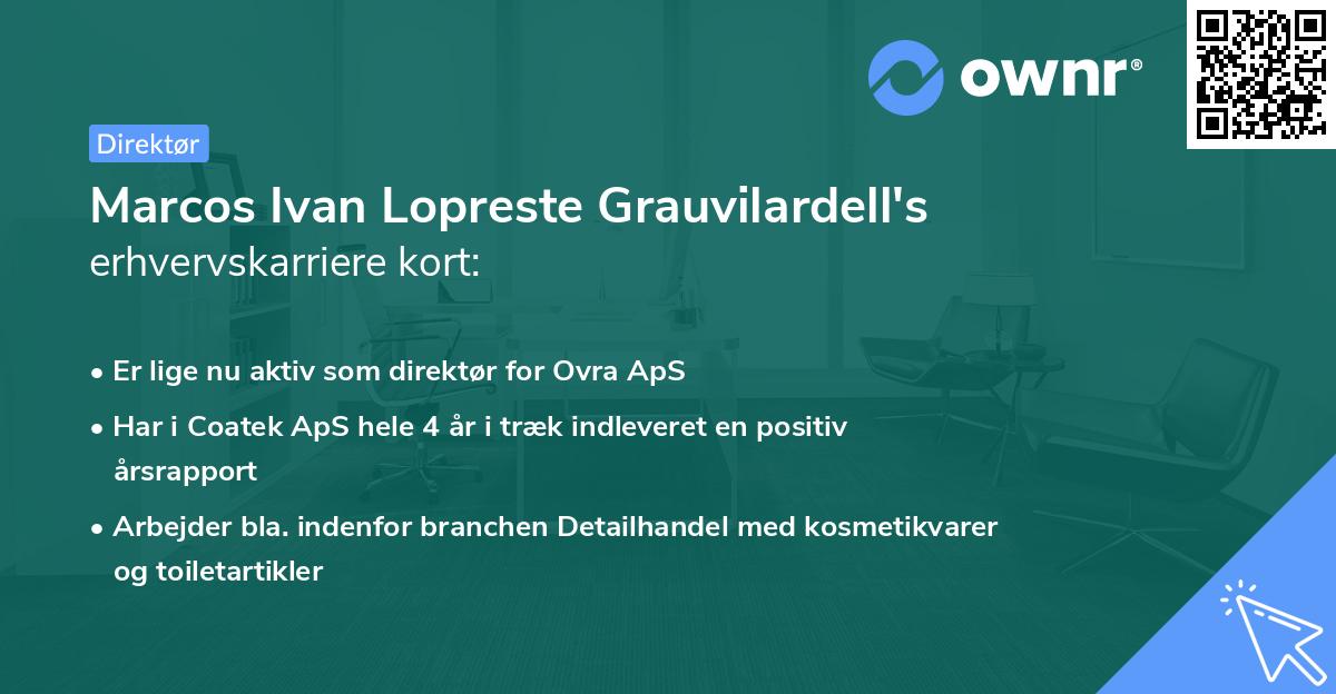 Marcos Ivan Lopreste Grauvilardell's erhvervskarriere kort
