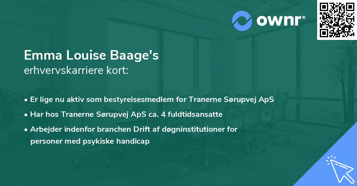 Emma Louise Baage's erhvervskarriere kort