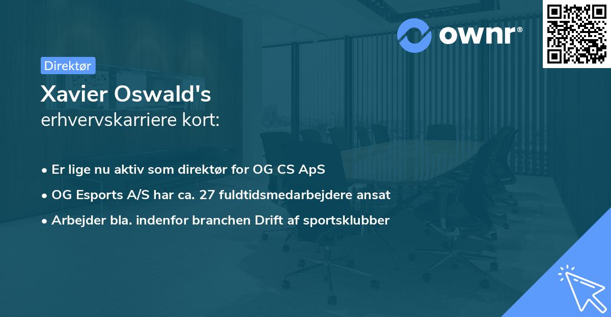 Xavier Oswald's erhvervskarriere kort