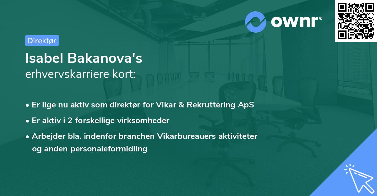 Isabel Bakanova's erhvervskarriere kort