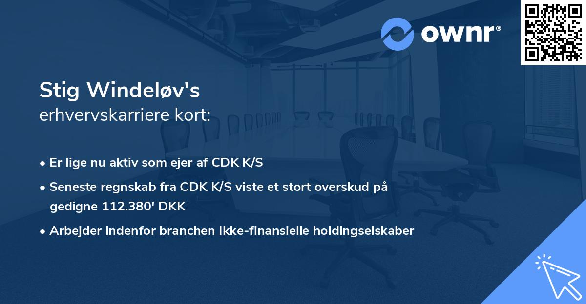 Stig Windeløv's erhvervskarriere kort