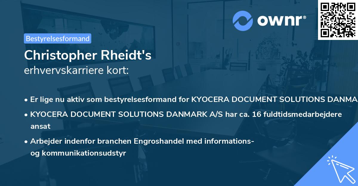 Christopher Rheidt's erhvervskarriere kort