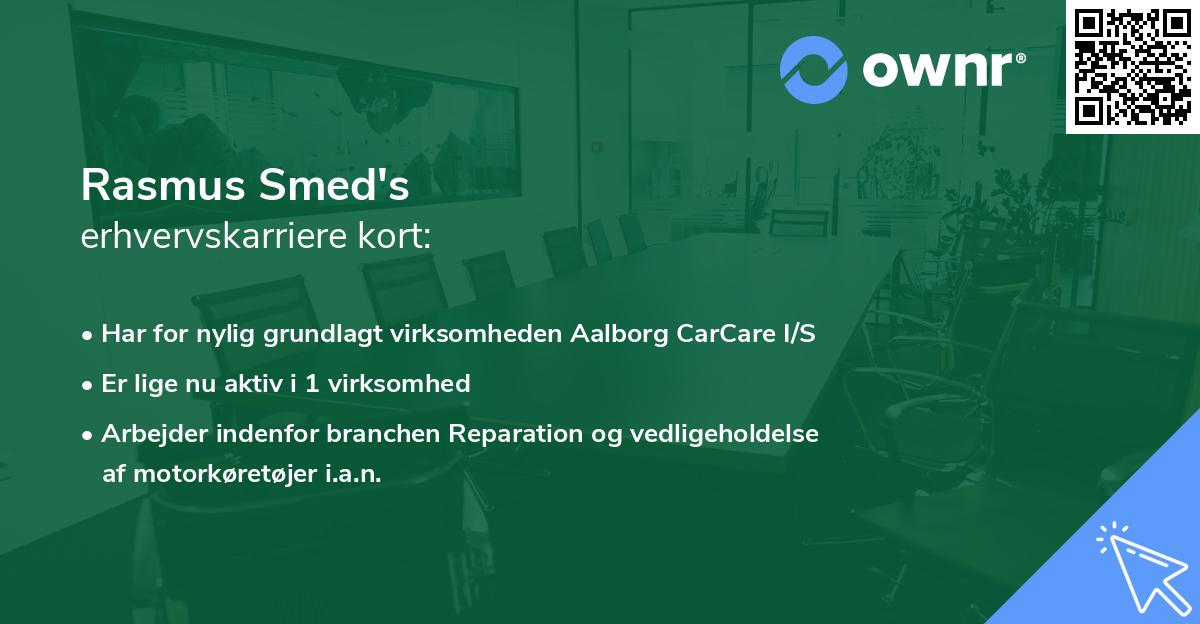 Rasmus Smed's erhvervskarriere kort