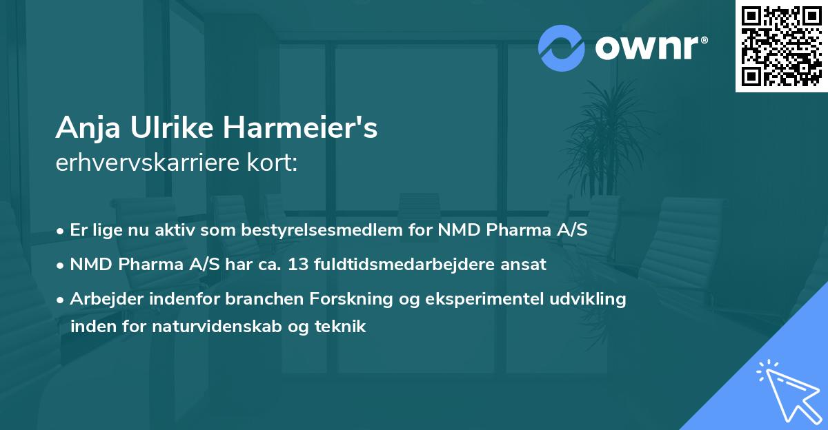 Anja Ulrike Harmeier's erhvervskarriere kort