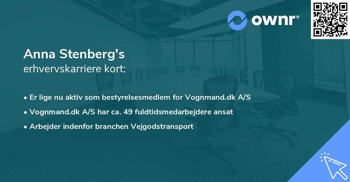 Anna Stenberg's erhvervskarriere kort