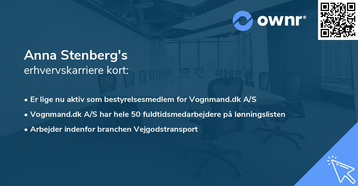 Anna Stenberg's erhvervskarriere kort