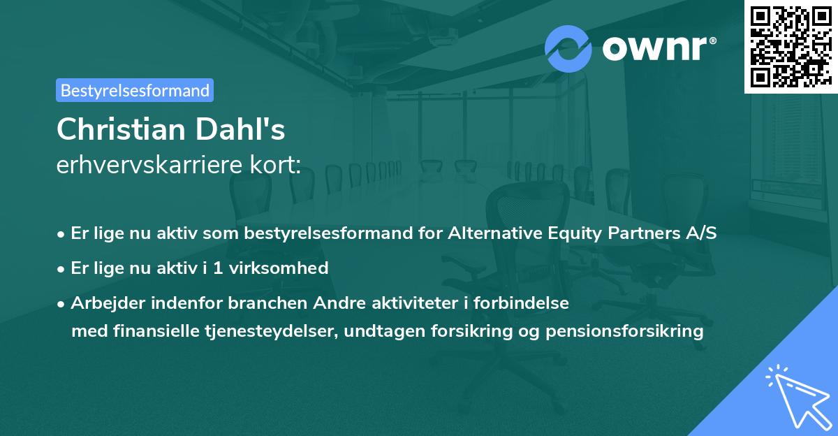 Christian Dahl's erhvervskarriere kort