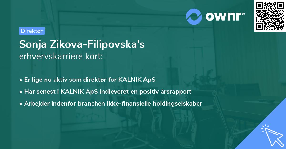 Sonja Zikova-Filipovska's erhvervskarriere kort