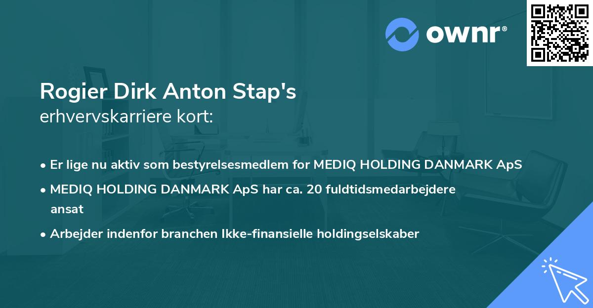 Rogier Dirk Anton Stap's erhvervskarriere kort