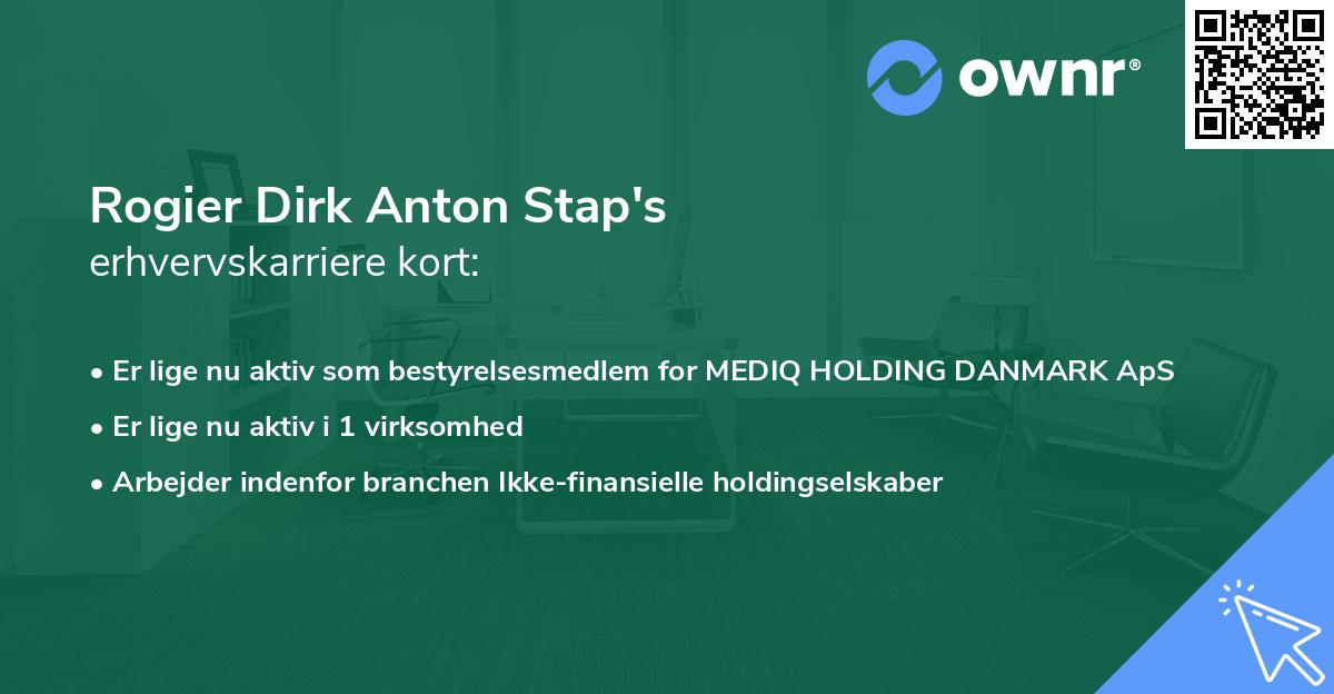 Rogier Dirk Anton Stap's erhvervskarriere kort