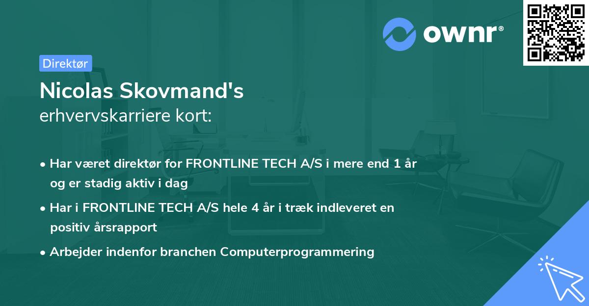 Nicolas Skovmand's erhvervskarriere kort