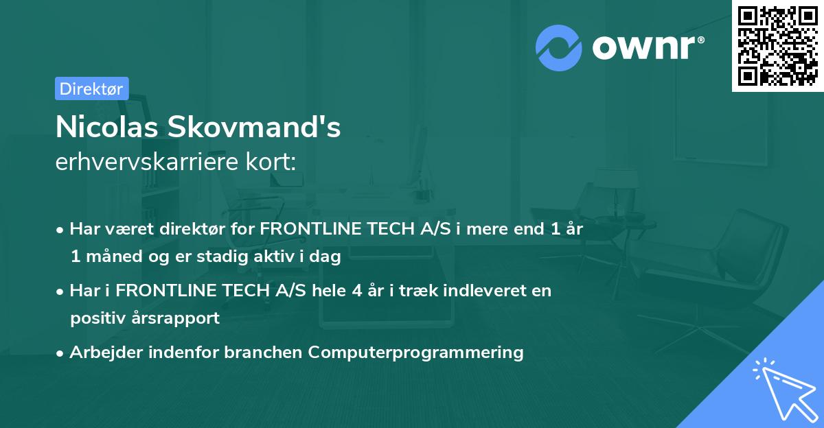 Nicolas Skovmand's erhvervskarriere kort