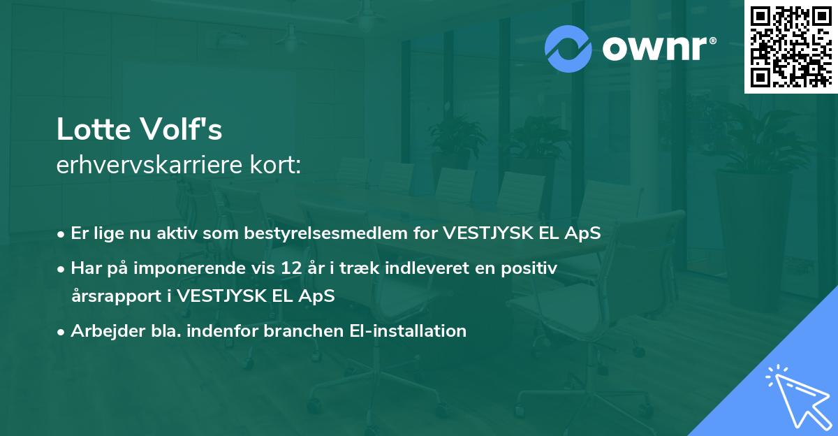 Lotte Volf's erhvervskarriere kort