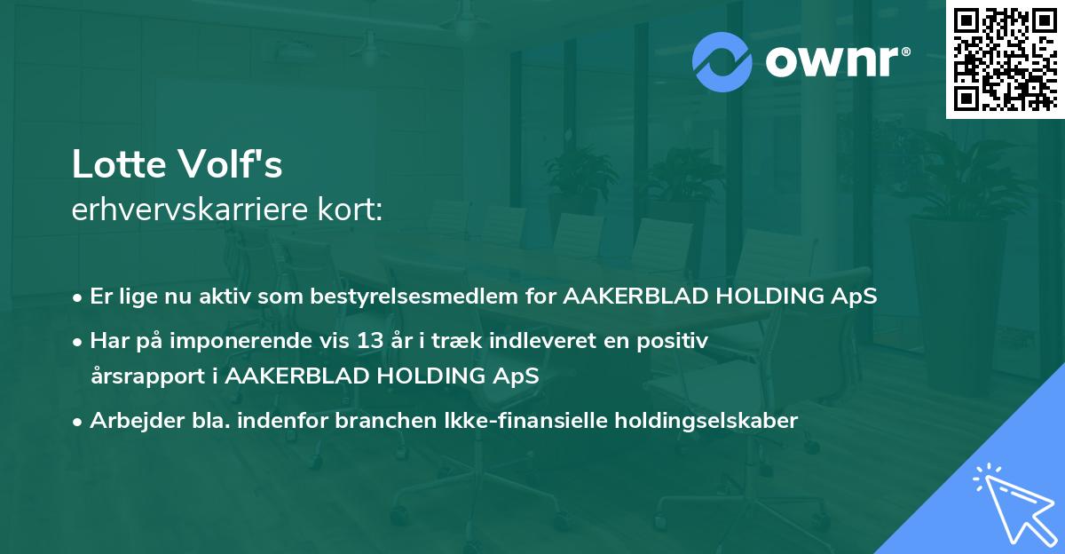 Lotte Volf's erhvervskarriere kort