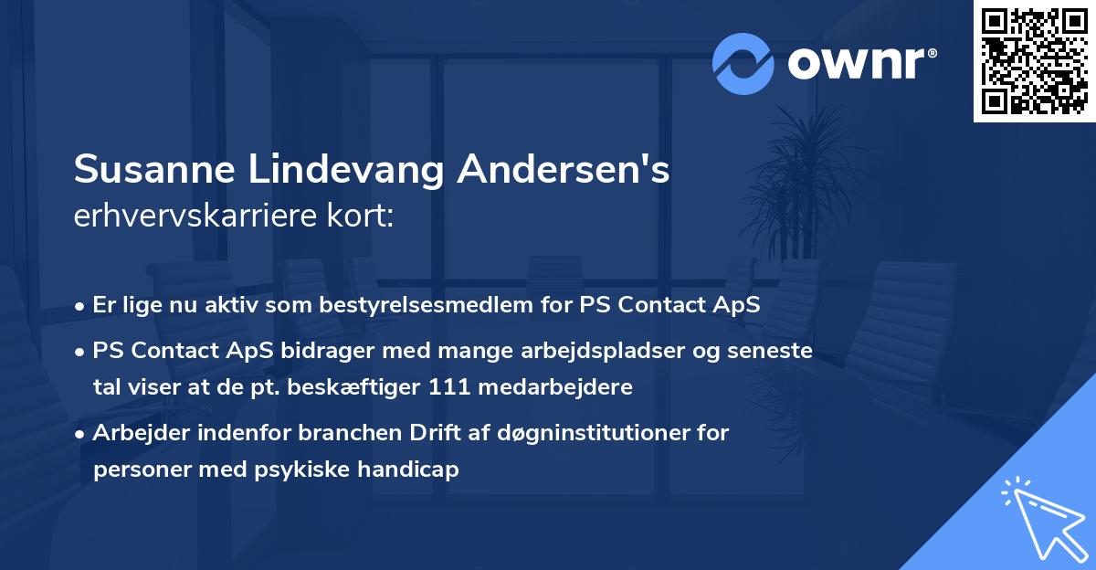 Susanne Lindevang Andersen's erhvervskarriere kort