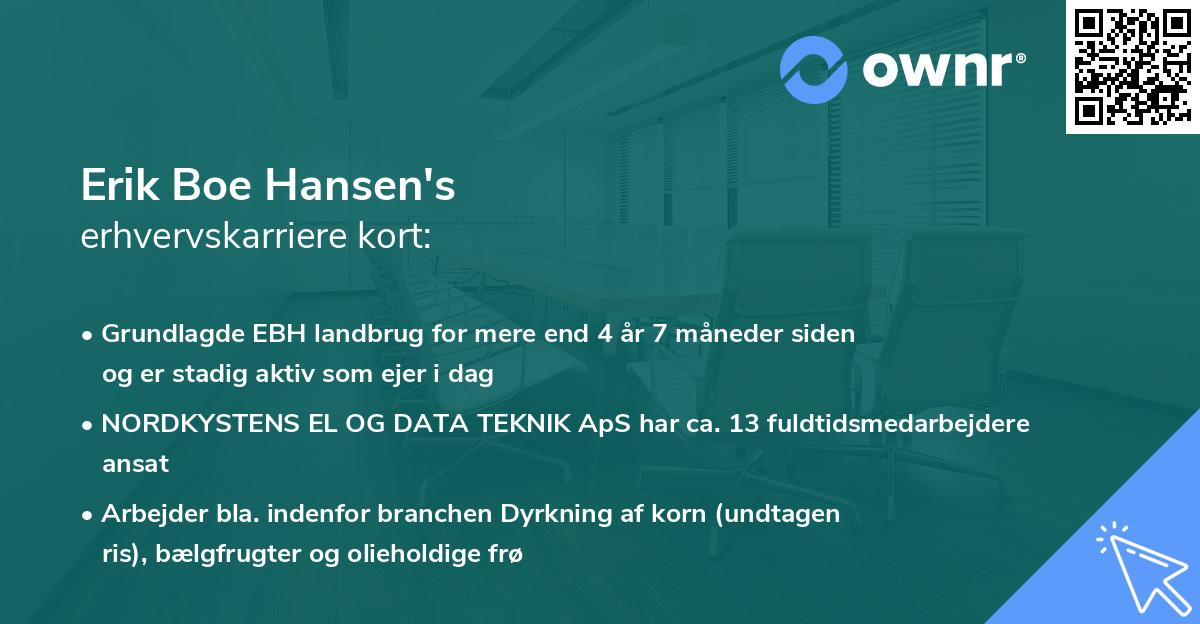 Erik Boe Hansen's erhvervskarriere kort