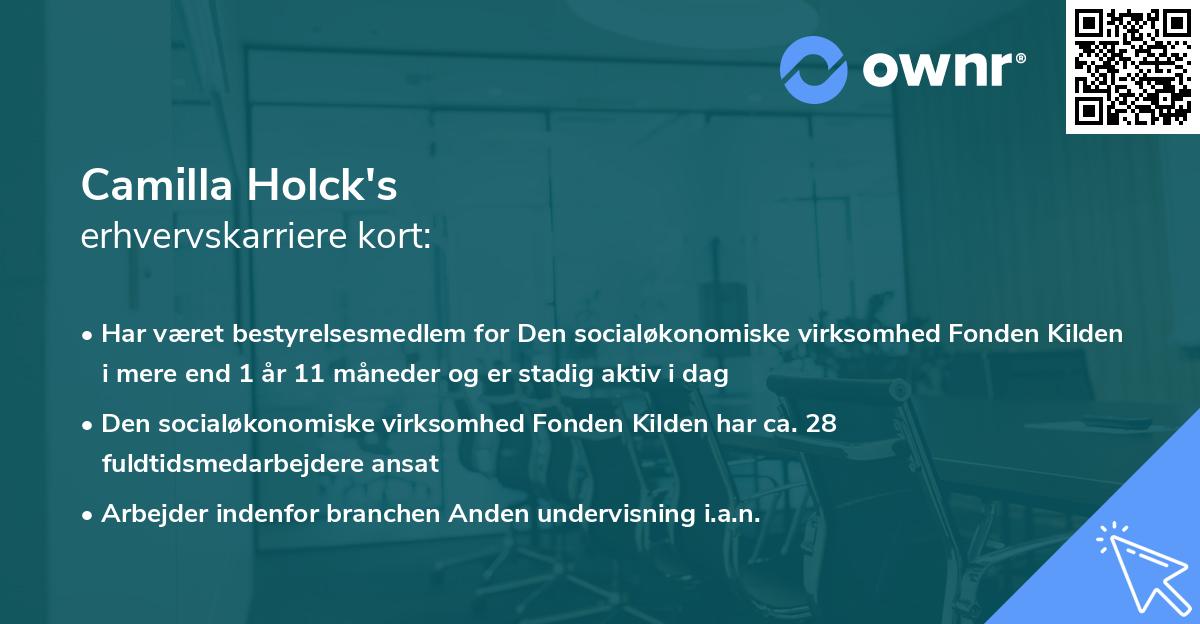 Camilla Holck's erhvervskarriere kort