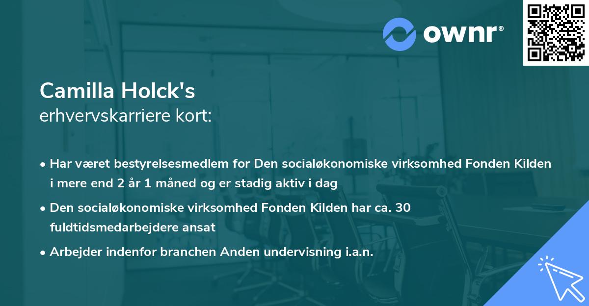 Camilla Holck's erhvervskarriere kort