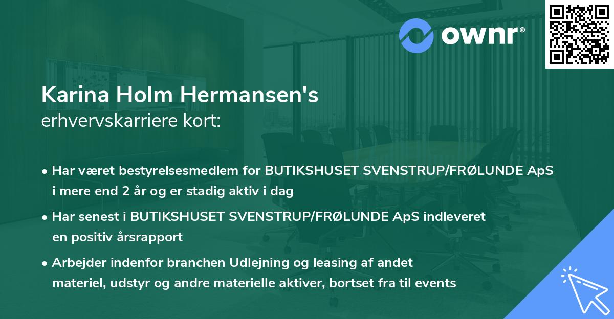 Karina Holm Hermansen's erhvervskarriere kort