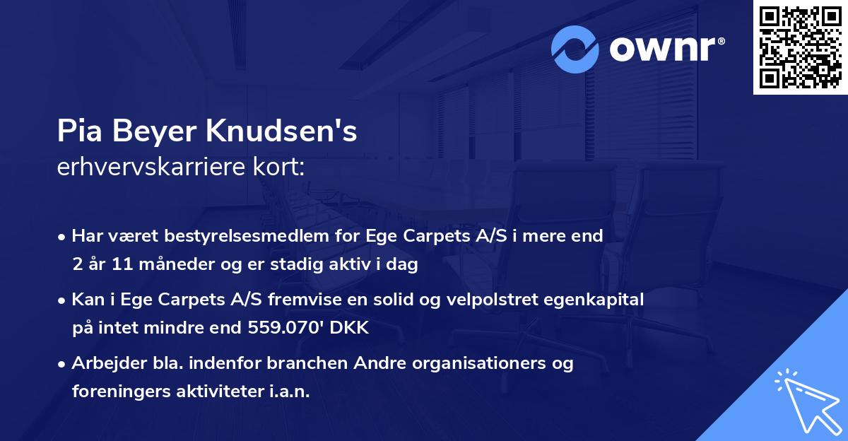 Pia Beyer Knudsen's erhvervskarriere kort