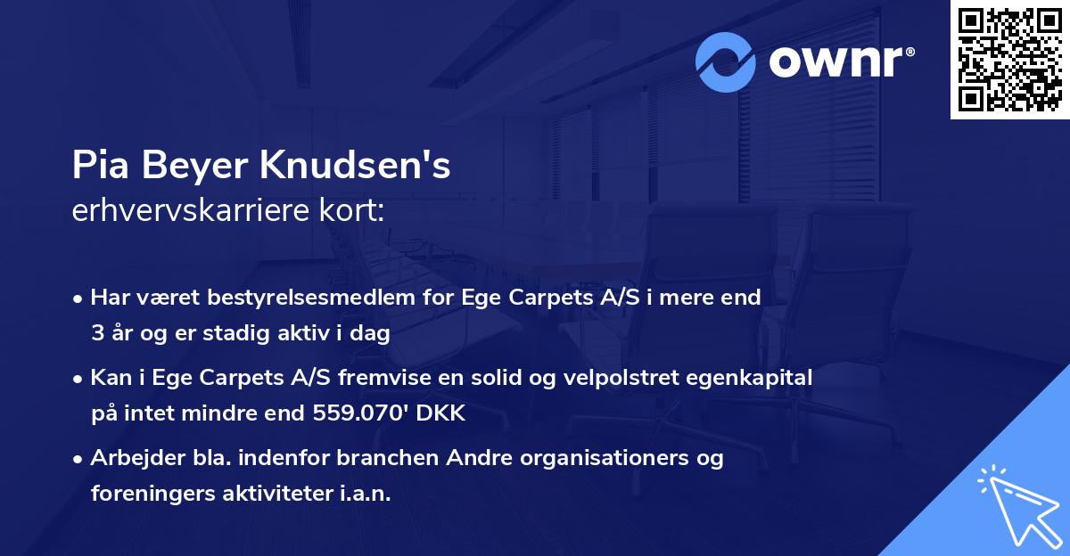 Pia Beyer Knudsen's erhvervskarriere kort