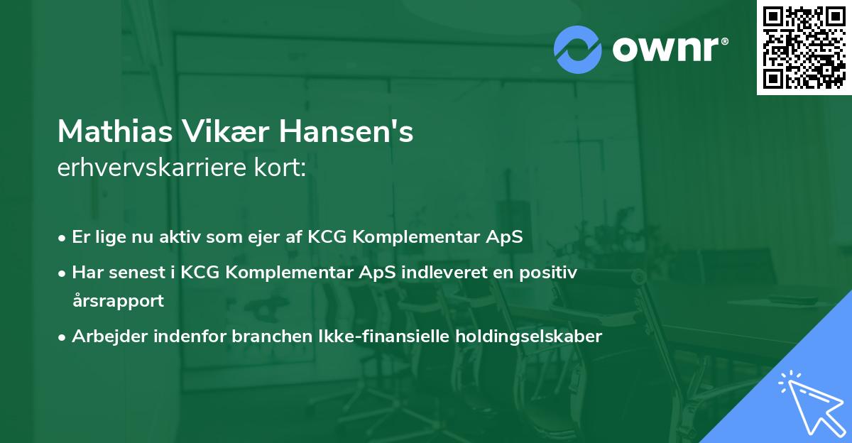 Mathias Vikær Hansen's erhvervskarriere kort