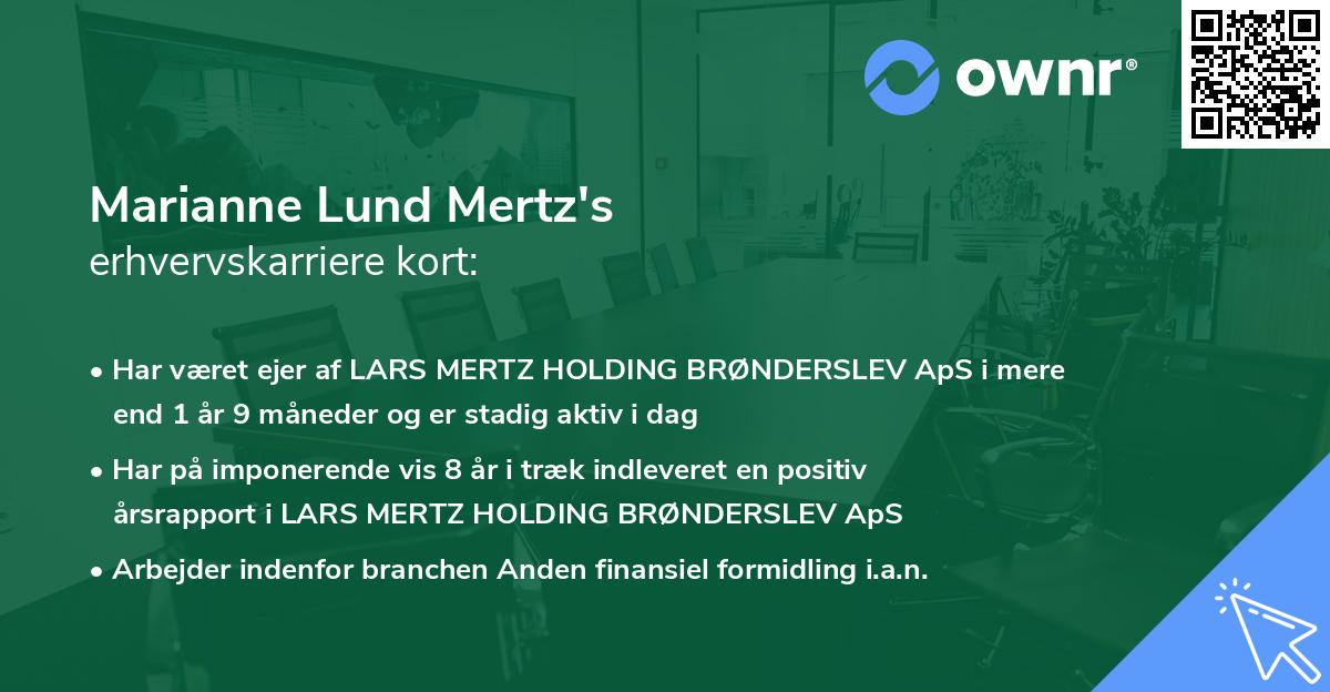 Marianne Lund Mertz's erhvervskarriere kort