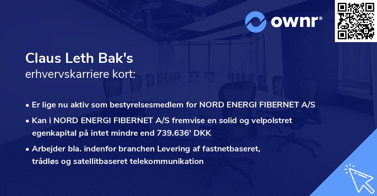 Claus Leth Bak's erhvervskarriere kort