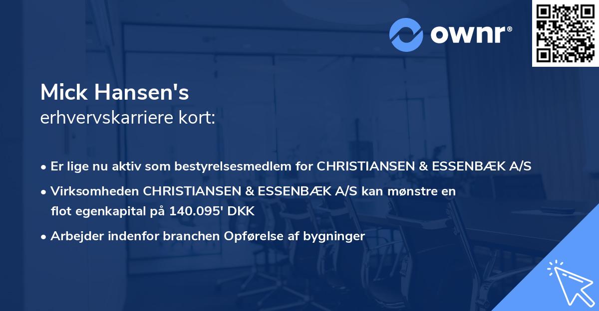 Mick Hansen's erhvervskarriere kort