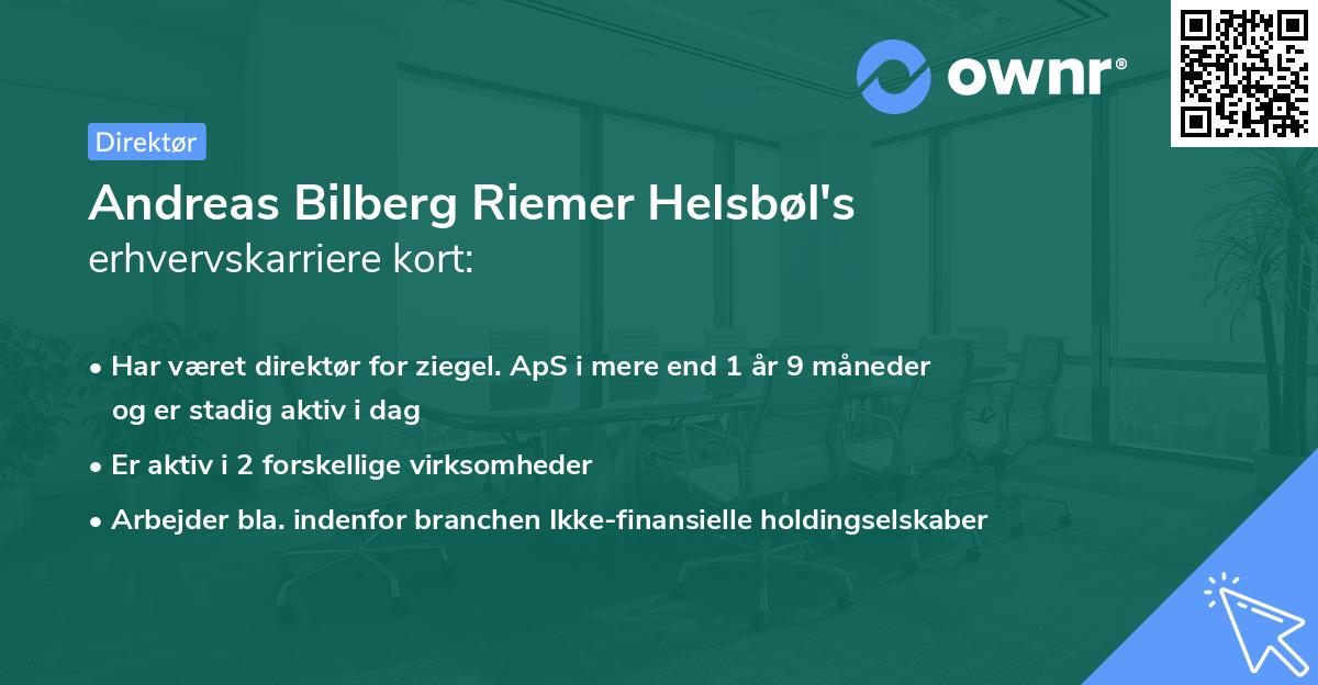 Andreas Bilberg Riemer Helsbøl's erhvervskarriere kort