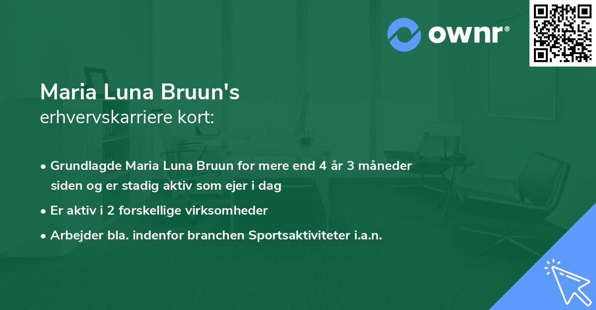 Maria Luna Bruun's erhvervskarriere kort