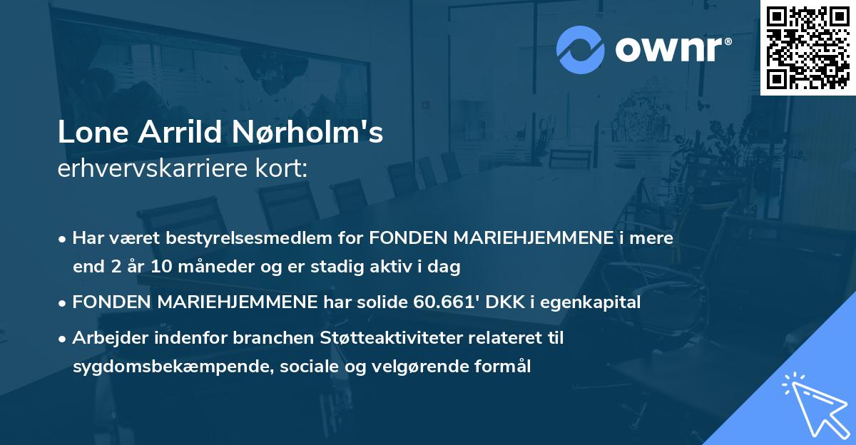 Lone Arrild Nørholm's erhvervskarriere kort