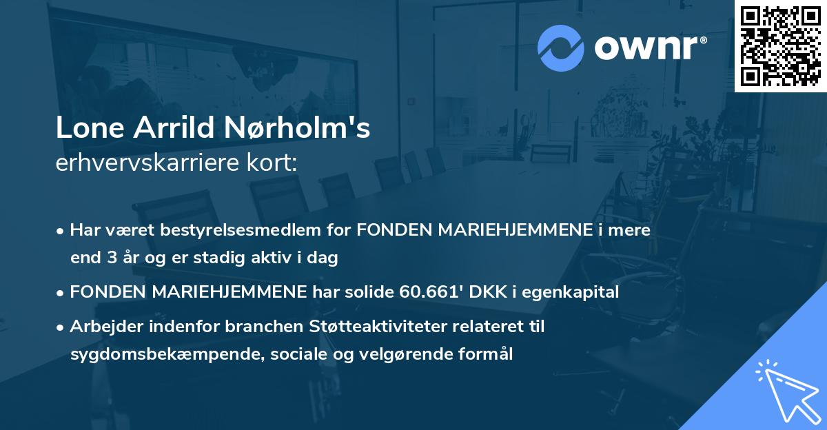 Lone Arrild Nørholm's erhvervskarriere kort