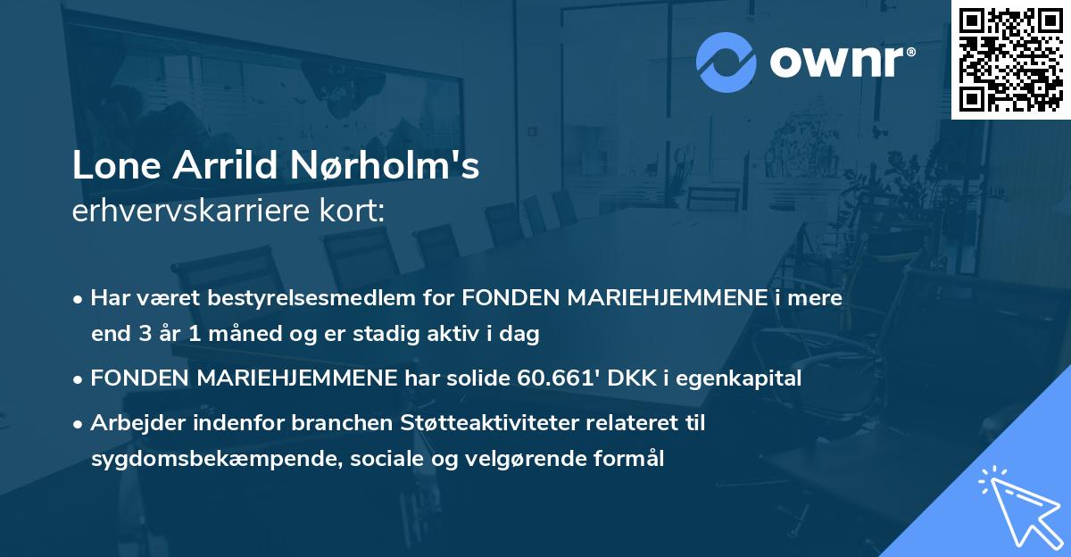 Lone Arrild Nørholm's erhvervskarriere kort