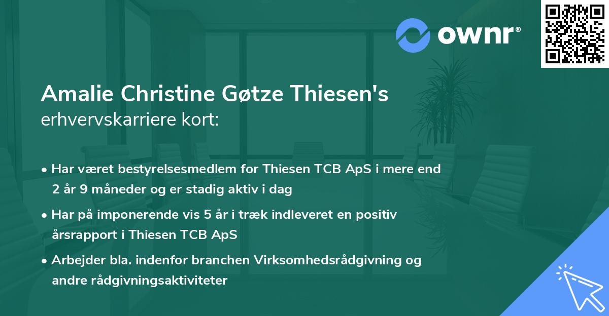 Amalie Christine Gøtze Thiesen's erhvervskarriere kort