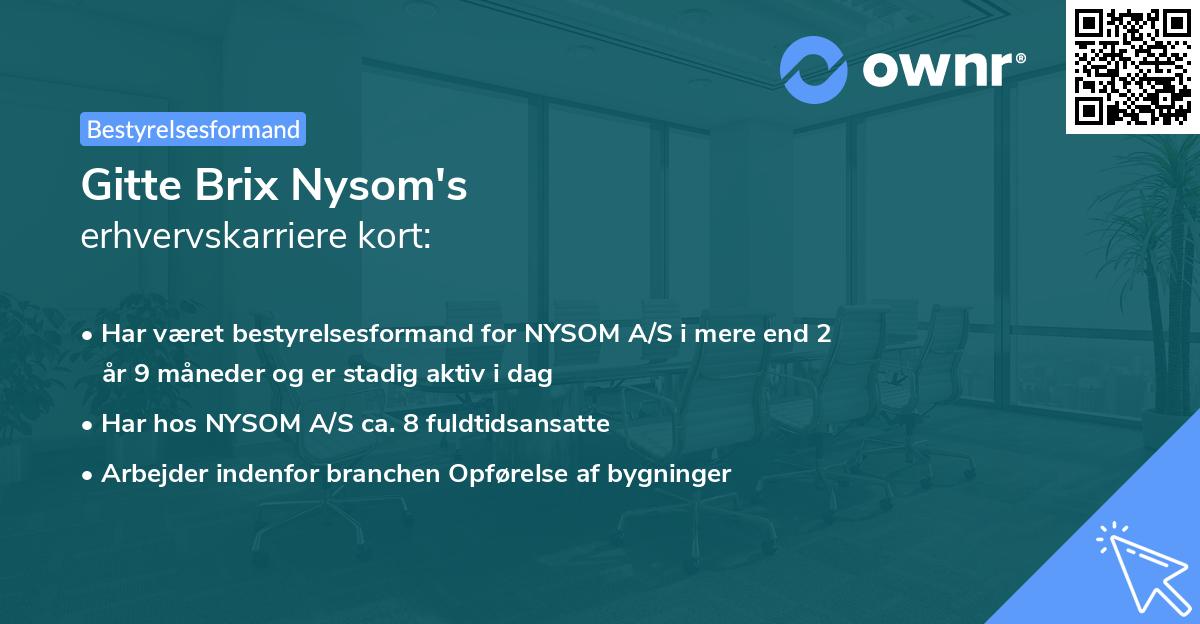Gitte Brix Nysom's erhvervskarriere kort