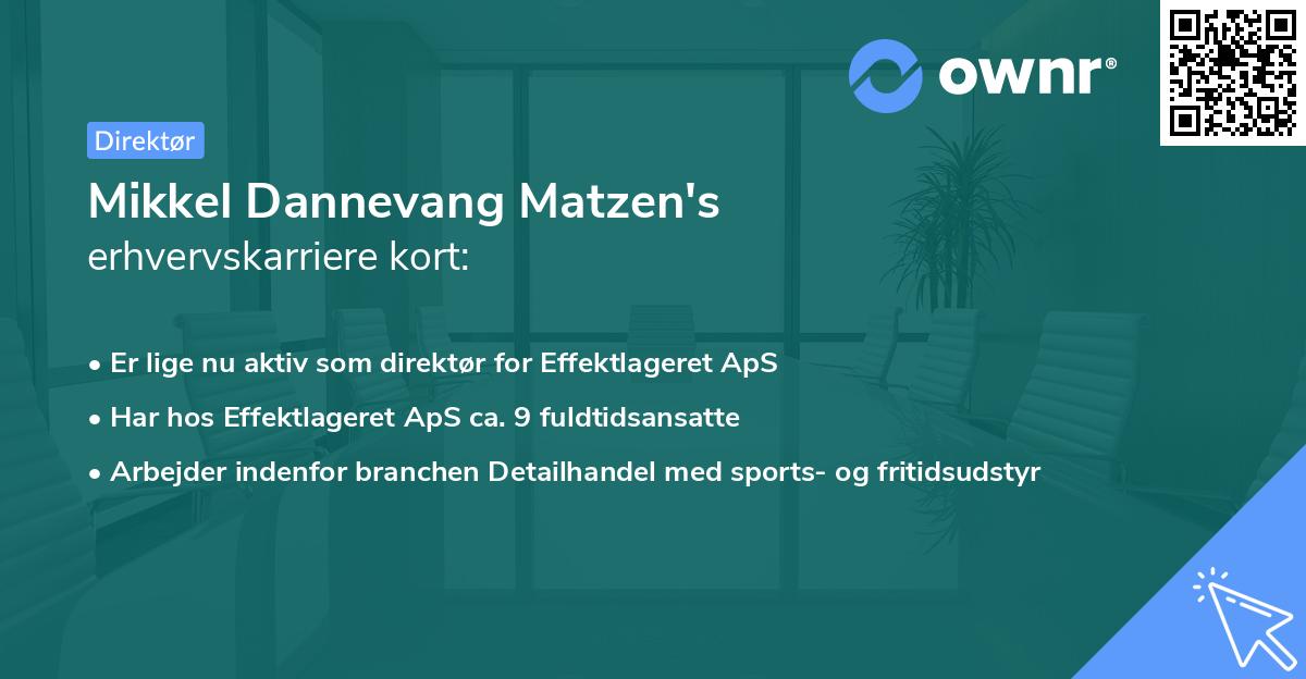 Mikkel Dannevang Matzen's erhvervskarriere kort